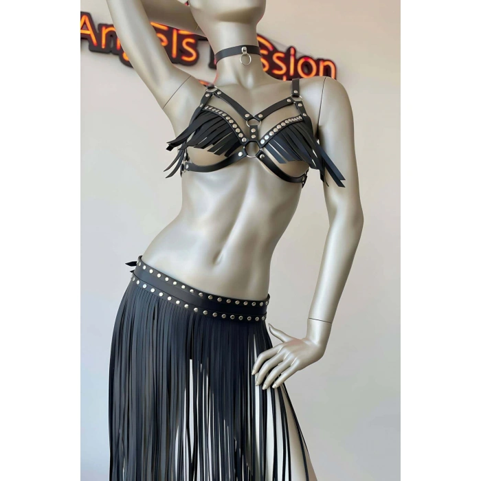 Püsküllü Etek Ve Püsküllü Sütyen Harness Takım