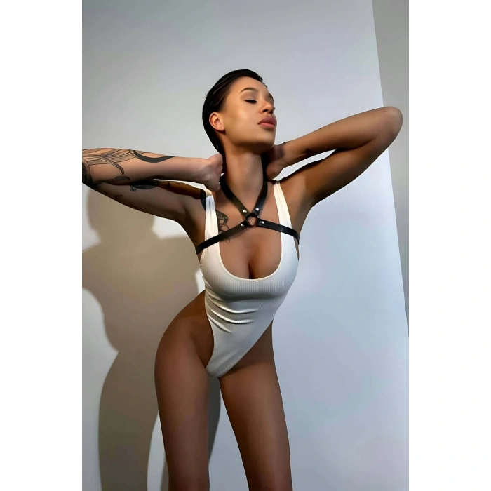 Seksi Boyundan Askılı Vücut Kemeri, Göğüs Harness - Brf1126