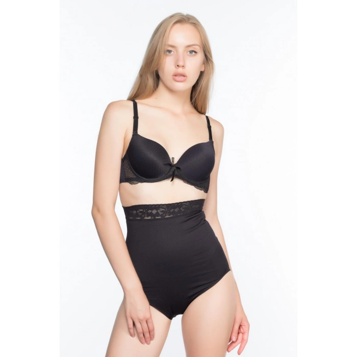 Siyah Mı Emay 2028 Dantelli Yüksek Bel Slip Korse