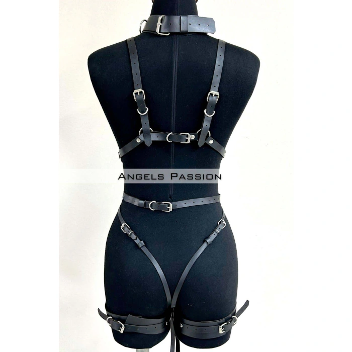 Tasma Ve Zincir Detaylı Şık Deri Harness, Deri Fantezi Giyim- Brf1225