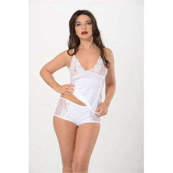Beyaz Atlet Şort Takım - 3018