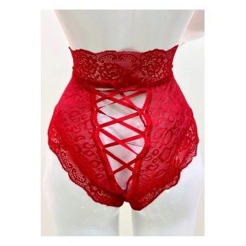 Kırmızı Dantelli Yüksek Bel Külot Venüs-k1011