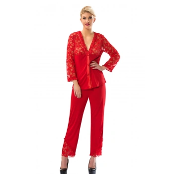 Kırmızı Penye Pijama Takımı - 1570