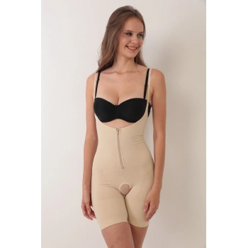 Ten İp Askılı Ağ Kısmı Açık Fermuarlı Tam Boy Kadın Korse