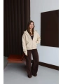 3 iplik şardonlu kapşonlu hoodie frm bej p510437