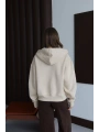 3 iplik şardonlu kapşonlu hoodie frm bej p510437