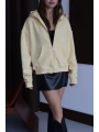 3 iplik şardonlu kapşonlu hoodie frm sarı p510437