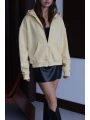 3 iplik şardonlu kapşonlu hoodie frm sarı p510437