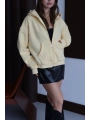 3 iplik şardonlu kapşonlu hoodie frm sarı p510437