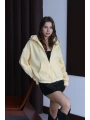 3 iplik şardonlu kapşonlu hoodie frm sarı p510437