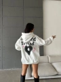 3 iplik şardonlu oversize true baskılı sweat Beyaz