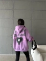 3 iplik şardonlu oversize true baskılı sweat mor