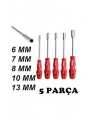 5 Adet Lokma Anahtar Tornavida 6/7/8/10/13/mm Metal Altıgen