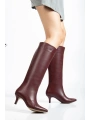SYT-2025 Bordo Cilt  Günlük Kadın Çizme
