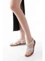 205-09 Beyaz Ortopedik Hakiki Deri Kadın Sandalet
