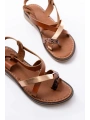205-08 Taba Garni  Ortopedik Hakiki Deri Kadın Sandalet