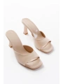 S-617 Bej Rugan Günlük Topuklu Kadın Terlik