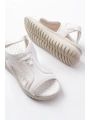 T-221 Beyaz  Spring Paraşüt Kumaş Lastikli Ortopedik Kadın Sandalet