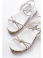 1001-1120 Beyaz Gümüş Taşlı Günlük Kadın Sandalet