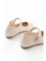 2606 Bej Baretli Günlük Bayan Ayakkabı