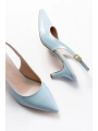 ST-1152 Bebe Mavi Rugan Günlük 7 cm Topuklu Kadın Ayakkabı