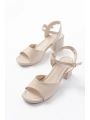 K-13 Bej Günlük  Topuklu Kadın Sandalet