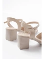 K-13 Bej Günlük  Topuklu Kadın Sandalet