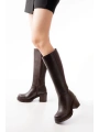 767-3013 Kahverengi Fermuarlı Günlük Kadın Çizme