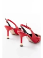 İNF-1151 Kırmızı Günlük Arkası Açık Topuklu Bayan Ayakkabı