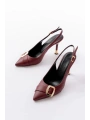 İNF-1151 Bordo Günlük Arkası Açık Topuklu Bayan Ayakkabı
