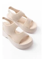 24414-573 Bej Dalgıç Günlük Dolgu Topuk Kadın Sandalet