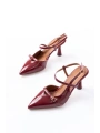 K-6722 Bordo Rugan Toka Detaylı Sivri Burun Kadın Ayakkabı
