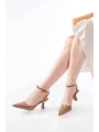 ST-004 Vizon Rugan Günlük 7 cm Topuklu Bayan Ayakkabı
