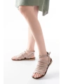 205-041 Bej Ortopedik Hakiki Deri Kadın Sandalet