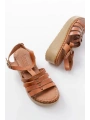 730-142 Taba Hakiki Deri Ortopedik Taban Kadın Sandalet