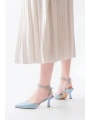 ST-004 Bebe Mavi Rugan Günlük 7 cm Topuklu Bayan Ayakkabı
