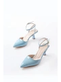 ST-004 Bebe Mavi Rugan Günlük 7 cm Topuklu Bayan Ayakkabı