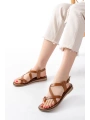 205-08 Taba Ortopedik Hakiki Deri Kadın Sandalet