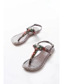 152-1110 Platin Multi  Taşlı Parmak Arası Kadın Sandalet