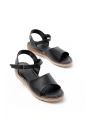 692-500 Siyah Ortopedik Taban Tokalı Kadın Sandalet