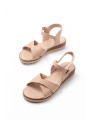 692-564 Bej Ortopedik Taban Çapraz Tokalı Kadın Sandalet