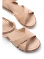 692-564 Bej Ortopedik Taban Çapraz Tokalı Kadın Sandalet