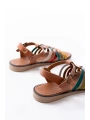 205-208 Multi Hakiki Deri Ortopedik Taban Kadın Sandalet
