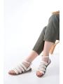 205-041 Beyaz Ortopedik Hakiki Deri Kadın Sandalet