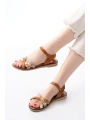 205-015 Taba Garni Ortopedik Hakiki Deri Kadın Sandalet