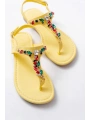 152-1110 Sarı Multi Taşlı Parmak Arası Kadın Sandalet