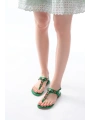 152-1110 Çimen Yeşili Multi Taşlı Parmak Arası Kadın Sandalet