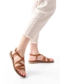 205-017 Taba Ortopedik Hakiki Deri Kadın Sandalet