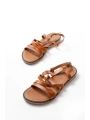 205-017 Taba Ortopedik Hakiki Deri Kadın Sandalet