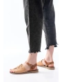 205-029 Bej Ortopedik Hakiki Deri Kadın Sandalet